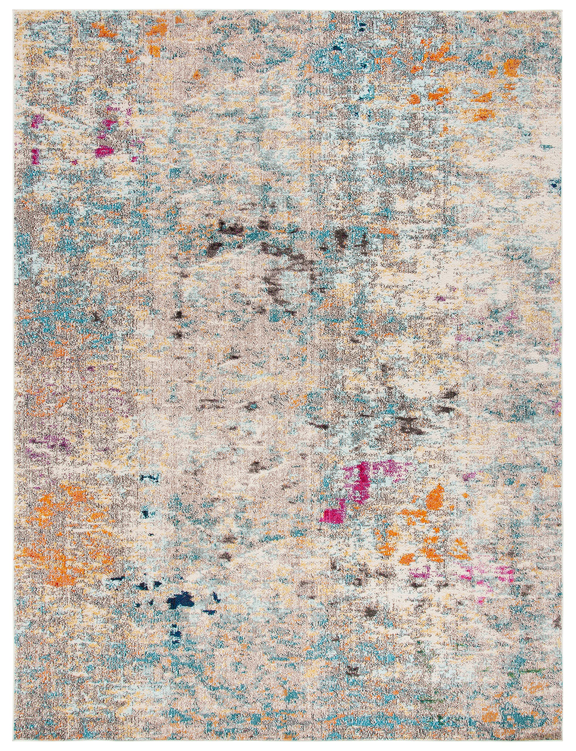 Safavieh Madison Collection Area Rug - 8' X 10', Grey & Gold, Boho Abstract Distressed Design, Non-Shedding & Easy Care, Ideal F